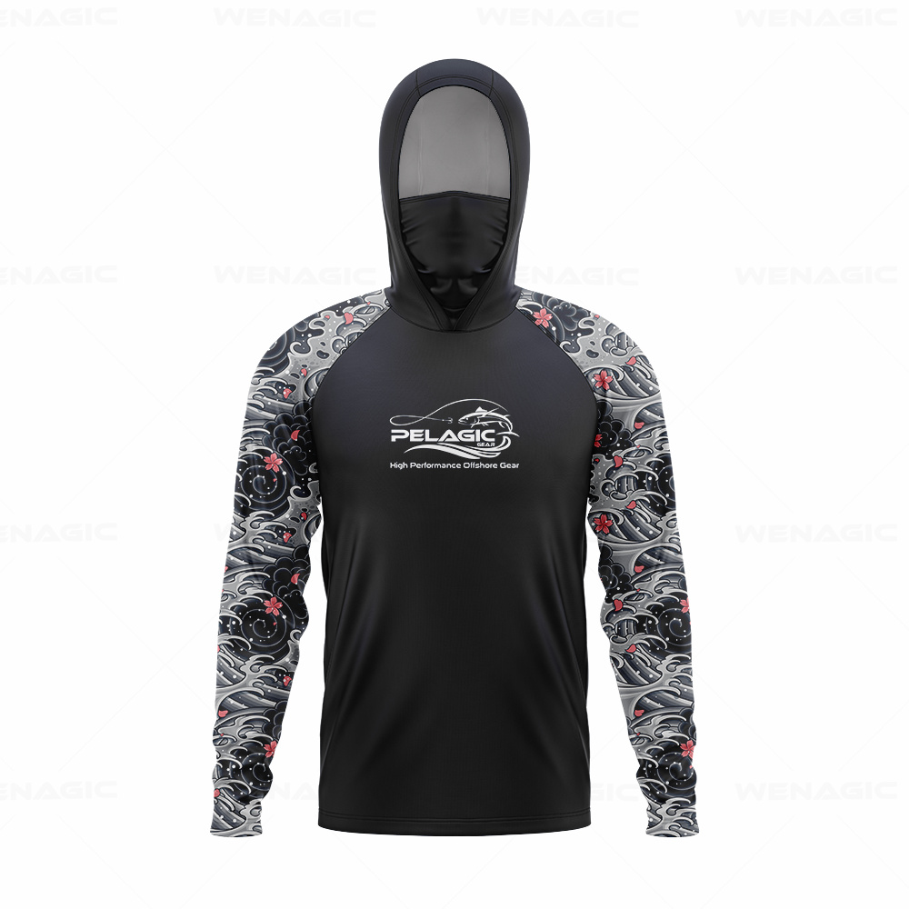 Fishing Hoodie - Pelagic Gear ผู้ชาย Hood เสื้อตกปลาแขนยาวเสื้อผ้าตกปลาตกปลา T