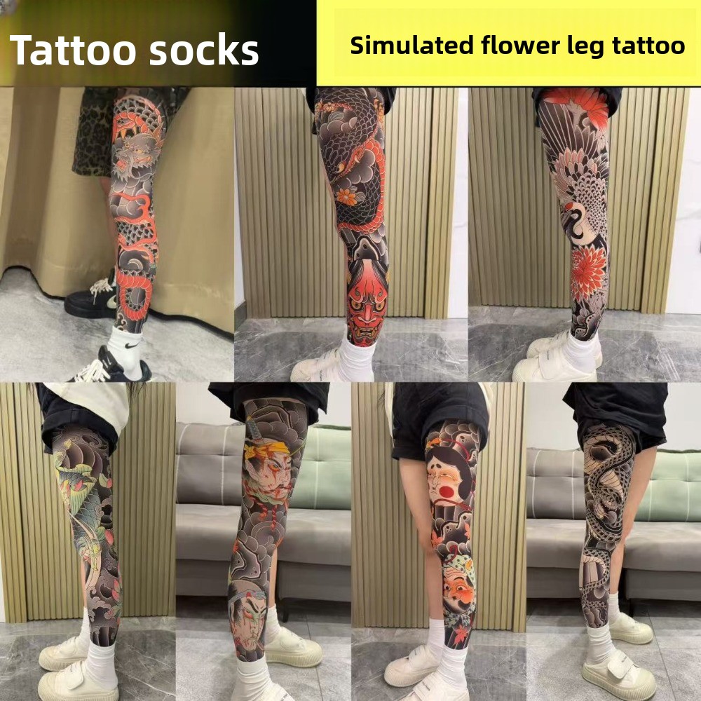 ถุงเท้าลายสักปลอมแบบเต็มขา ป้อ - Fishing Socks บทวิจารณ์และราคา